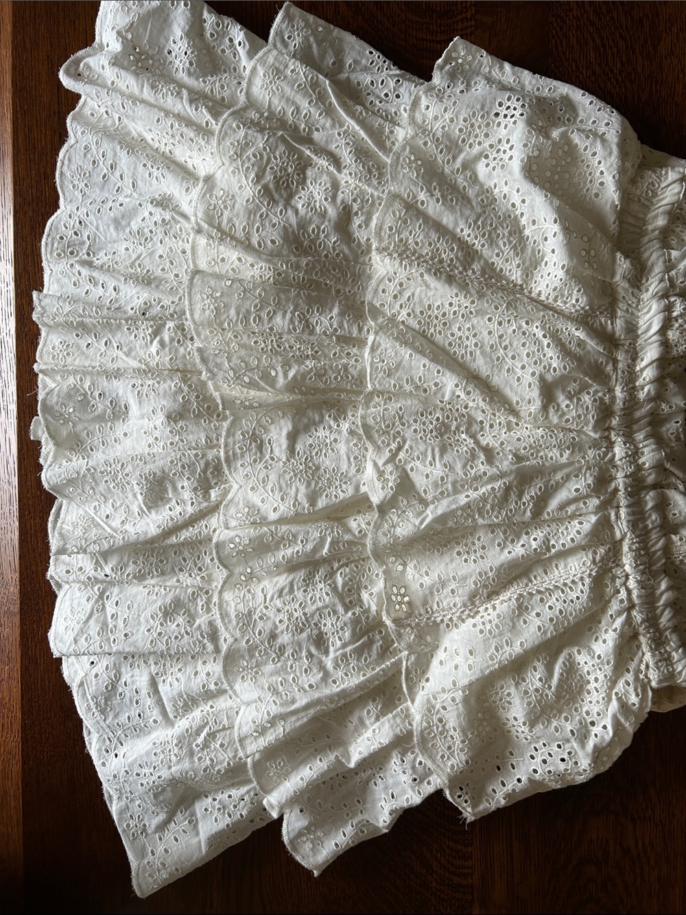 Off White Eyelet Ruffle Tiered Dress - Picture 6 of 7